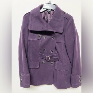 GEORGE GIRLS DEEP PURPLE PEA COAT SIZE LARGE  (12-14)